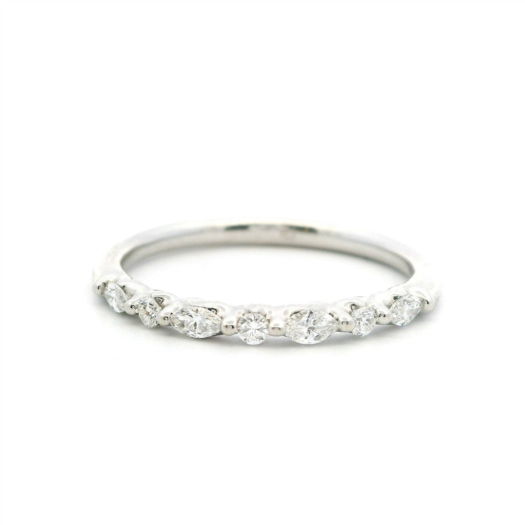 1/2 Anniversary Style Diamond Wedding Band 14 Karat Gold White with Diamonds & Diamonds Accent size 7