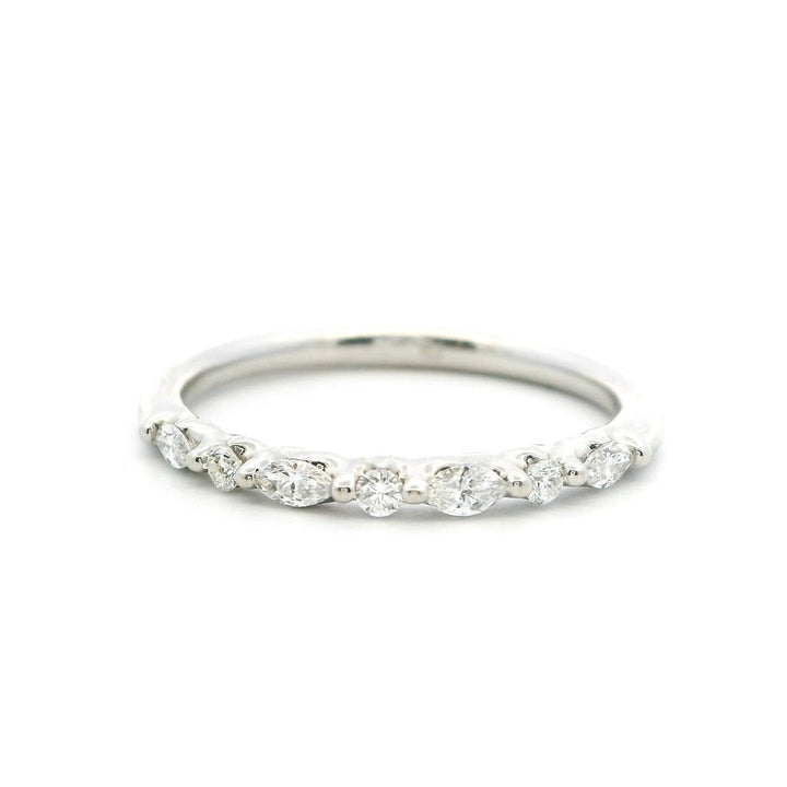 1/2 Anniversary Style Diamond Wedding Band 14 Karat Gold White with Diamonds & Diamonds Accent size 7