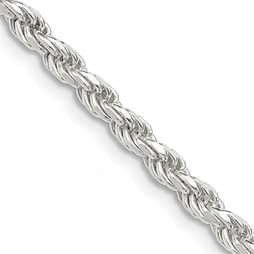 White .925 3 MM Rope Dia Cut Chain 24" Long