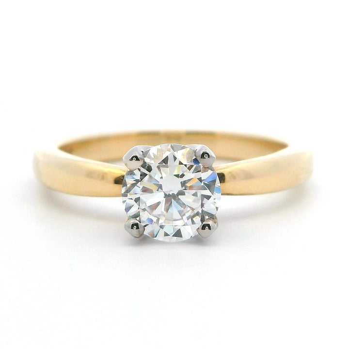 1 Carat Solitare Style Engagement Ring White & Yellow 14 Karat Gold Size 7