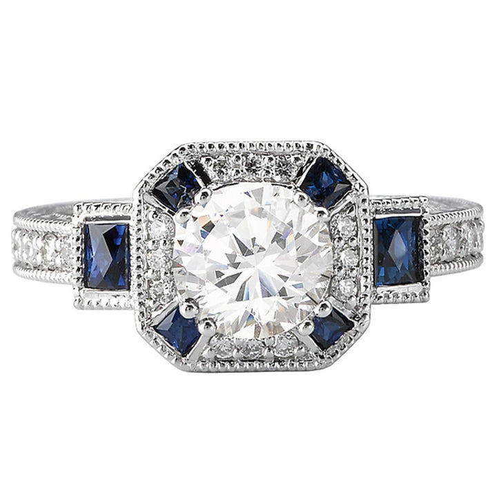 Halo Style Diamond Engagement Ring Sterling Silver White 
(Center Stone Not Included)