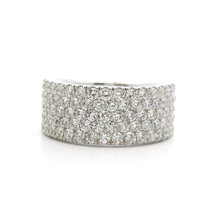Cigar Band Style Fashion Ring 14 Karat White with Diamonds size 7