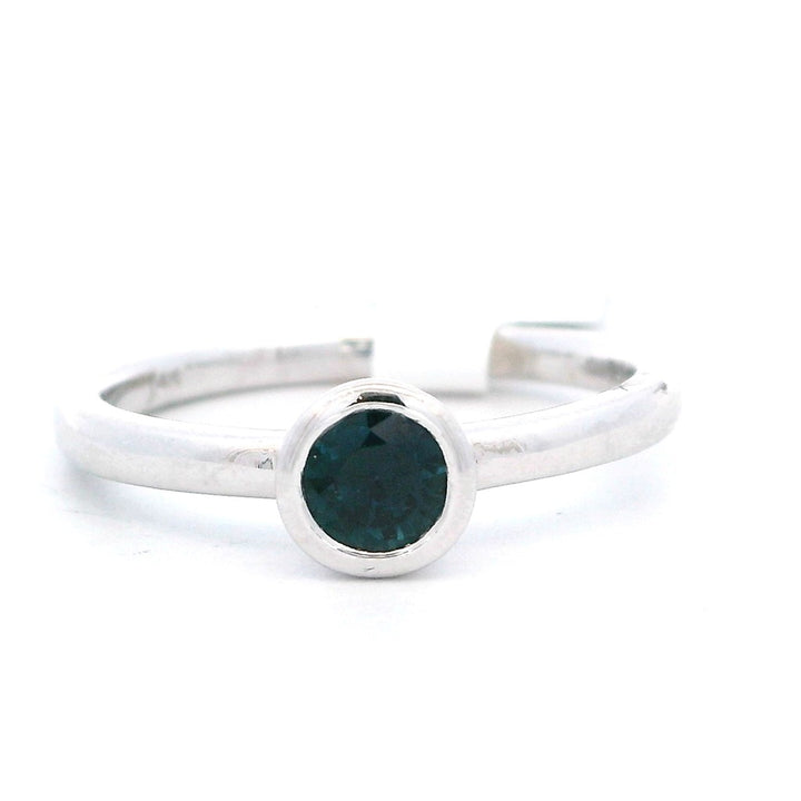 Solitare Style Colored Stone Ring 14 Karat Silver with Sapphire size 7
