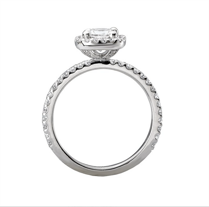 Halo Style Diamond Engagement Ring Sterling Silver White 
(Center Stone Not Included)