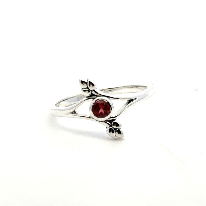 Split Shank Style Rings Silver with Stones Sterling Silver White with Garnet Mozambique size 6