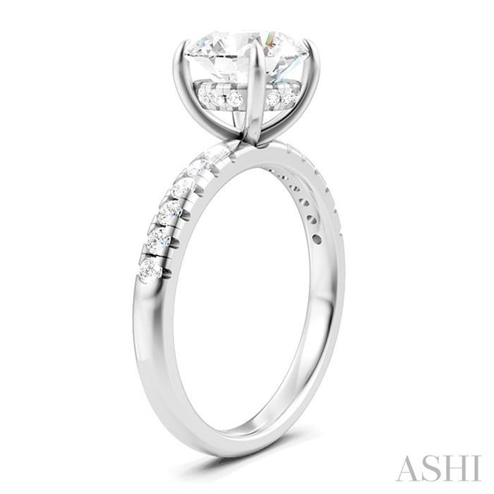 Halo Diamond Engagement Ring White 14 Karat Gold For A 2.00 Carat Round Center Stone