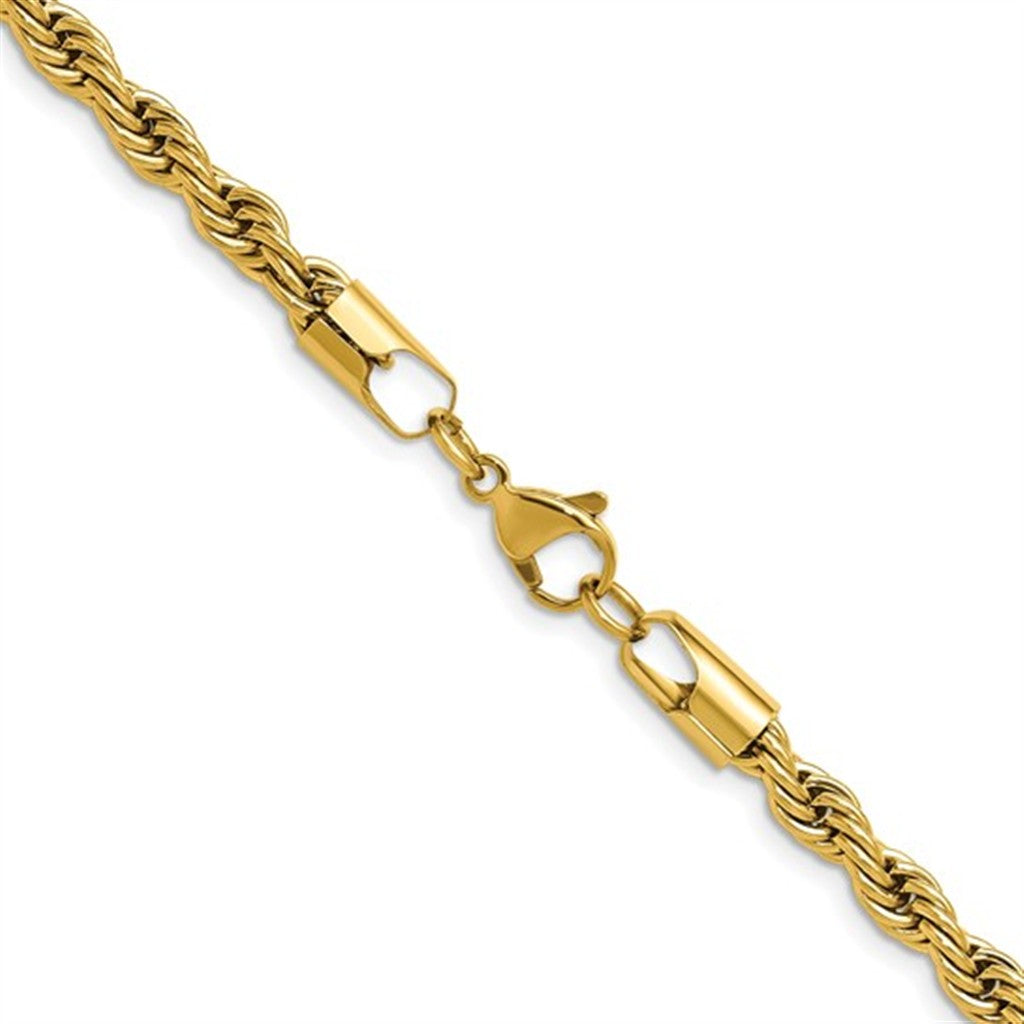 Yellow Stainless Steel 5 MM Rope Chain 24" Long