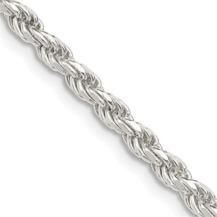 White Sterling Silver 3.5 MM Rope Chain 24" Long