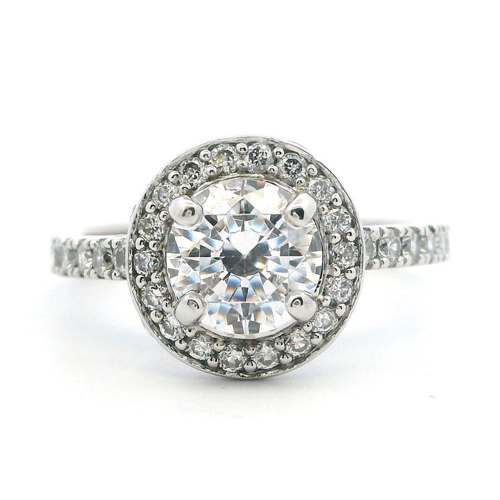 Halo Style Diamond Engagement Ring Platinum White 
(Center Stone Not Included)