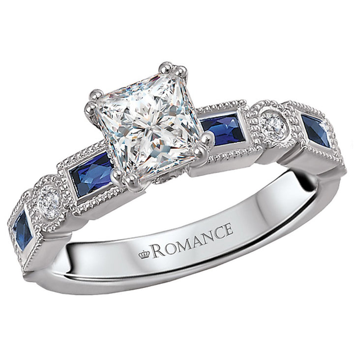 Solitare Accent Style Diamond Engagement Ring Sterling Silver White 
(Center Stone Not Included)