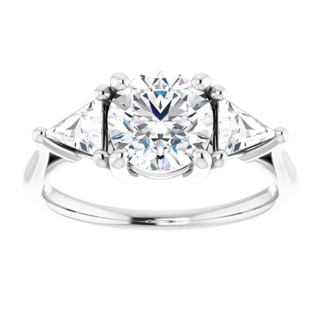 Three Stone Style Diamond Engagement Ring Alloy White 
(Center Stone Not Included)