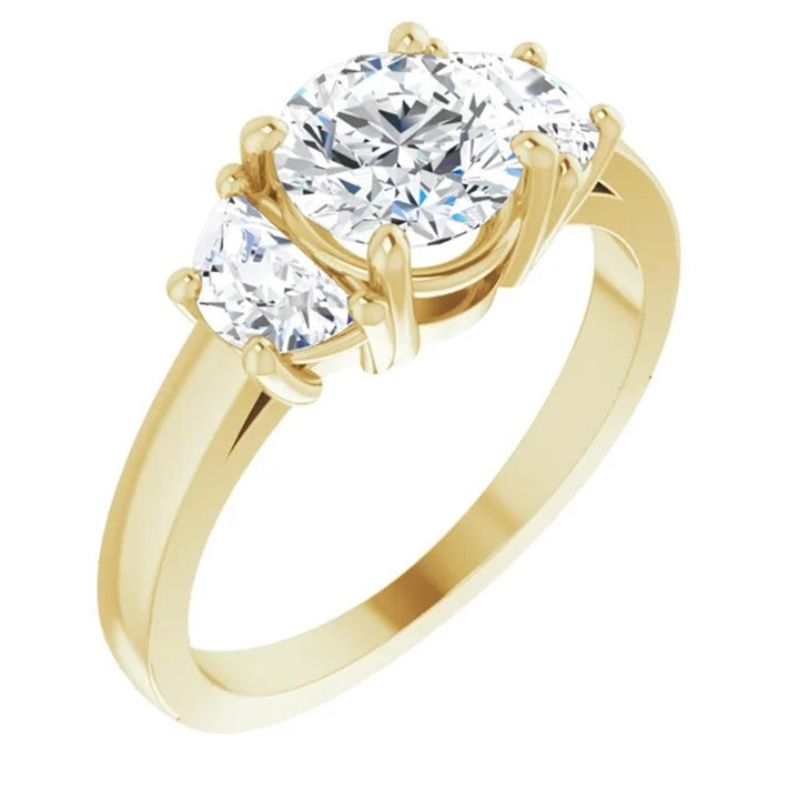 Three Stone Style Diamond Engagement Ring Alloy Yellow 
(Center Stone Not Included)