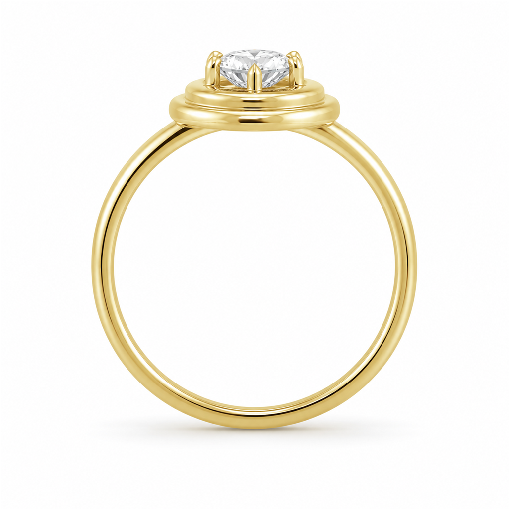 Solitaire Bezel Style 1.00 CT Round Engagement Ring 14 Karat Yellow Gold