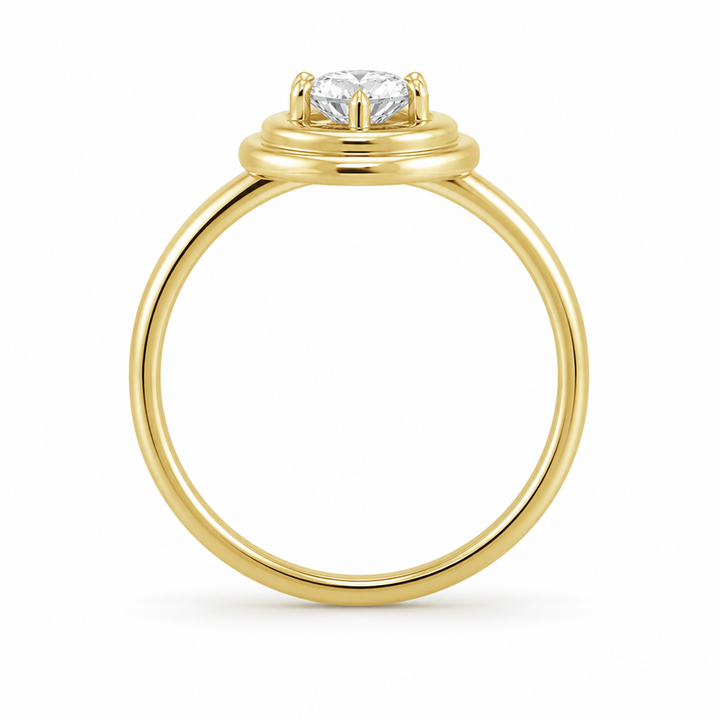 Solitaire Bezel Style 1.00 CT Round Engagement Ring 14 Karat Yellow Gold