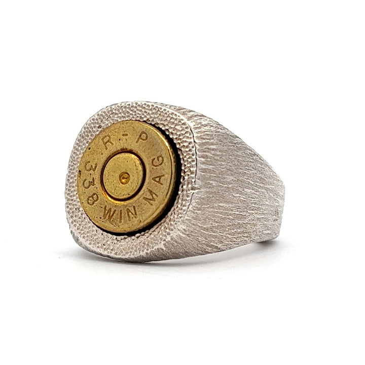 Bullet .338 Theme Ring Silver 20 mm wide Sterling Silver Two Tone Size 10