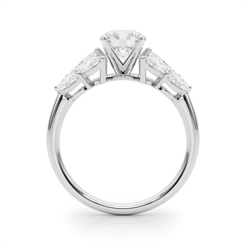 Contemporary Style Diamond Engagement Ring 14 Karat Gold White 
(Center Stone Not Included)