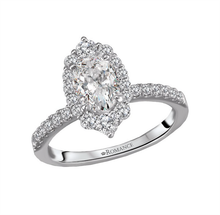 Halo Style Diamond Engagement Ring .925 White 
(Center Stone Not Included)