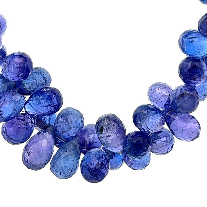Bluish Violet Tanzanite Nugget Bead Necklace With a 14 Karat Gold Clasp 18" Long