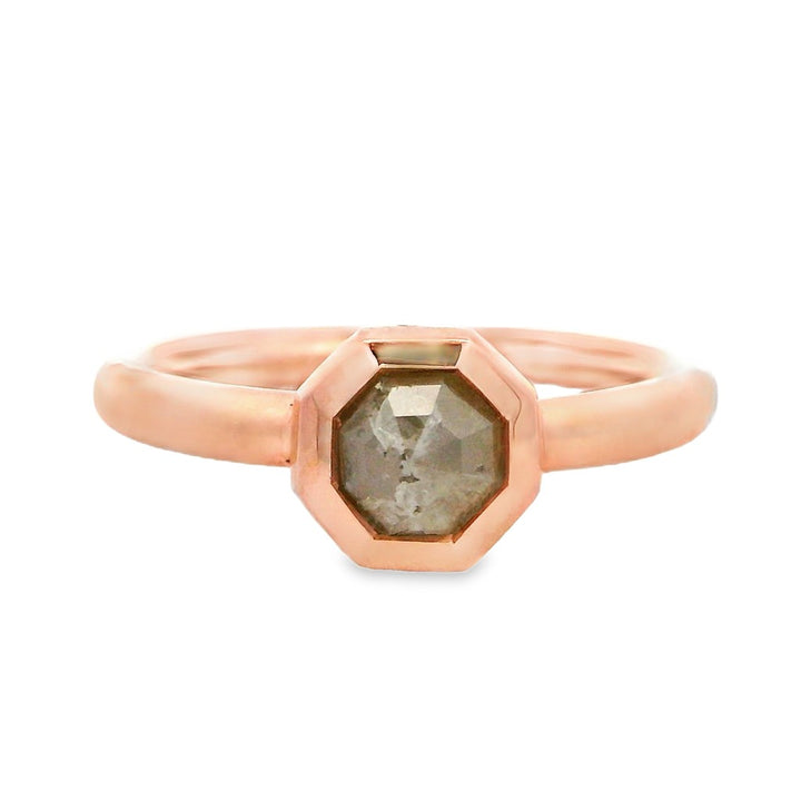 Solitare Diamond Engagement Ring Rose 14 Karat Gold With A 0.45 Carat Rose Cut Shape Diamond Center