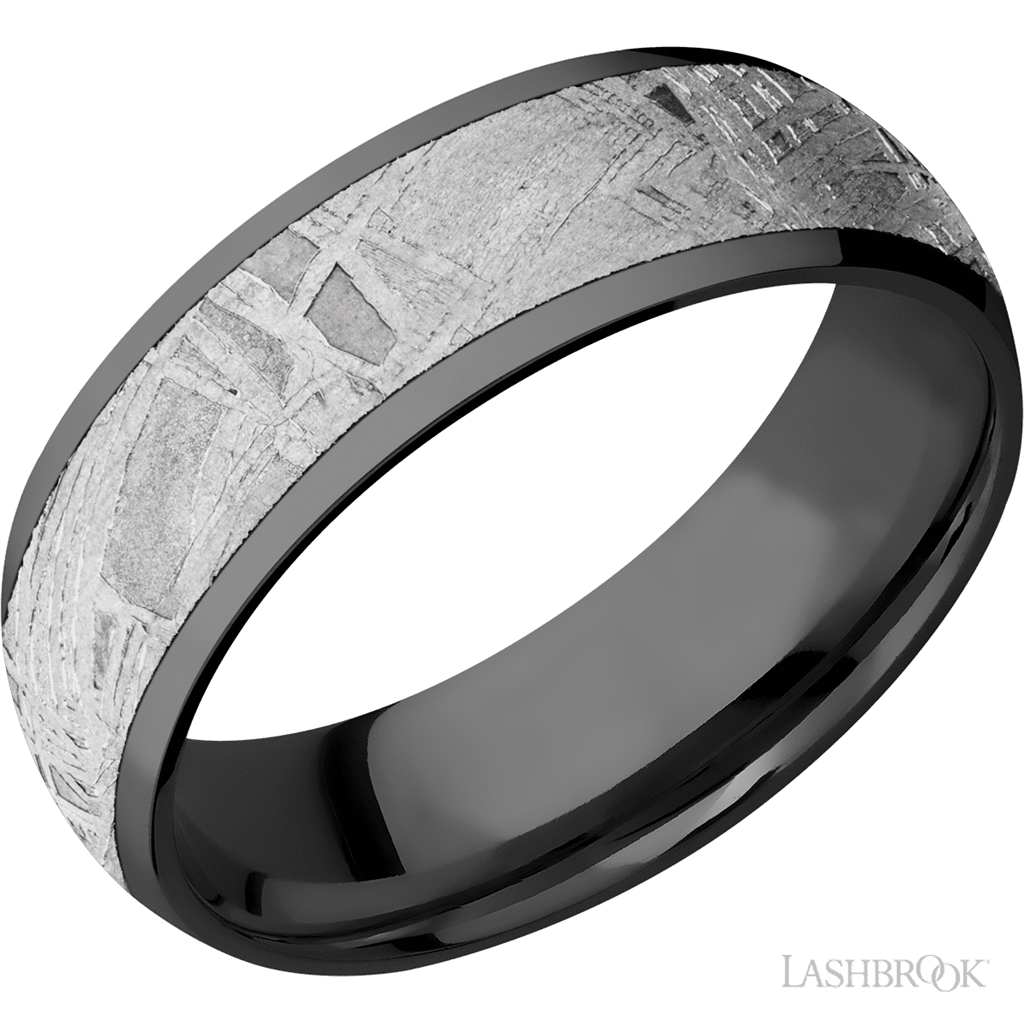Silver & Black Zirconium Alternative Metal Ring 8mm wide Size 9.25