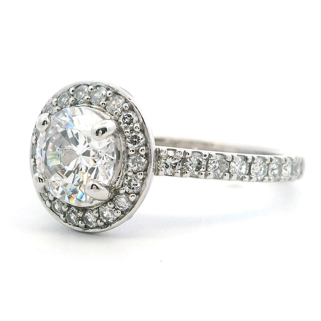 Halo Style Diamond Engagement Ring Platinum White 
(Center Stone Not Included)