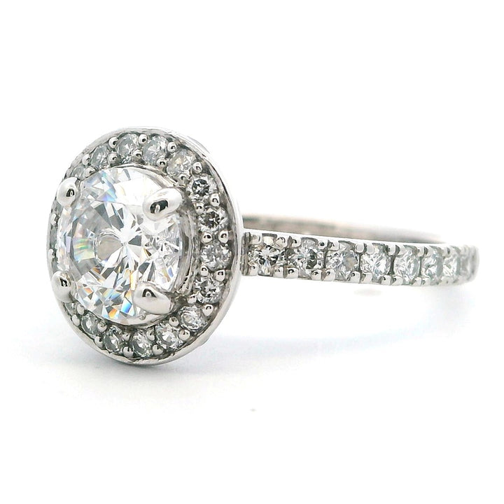 Halo Style Diamond Engagement Ring Platinum White 
(Center Stone Not Included)