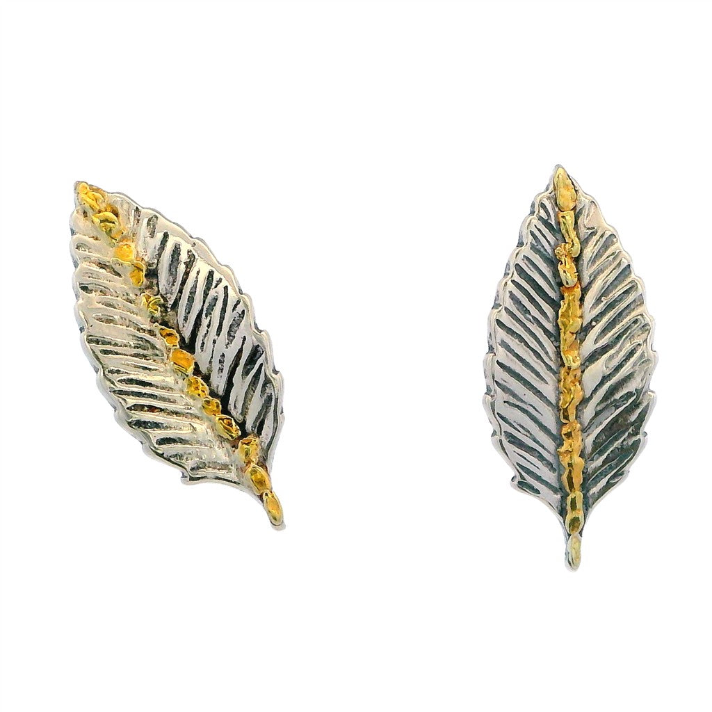 Sterling Silver Earrings Accented with Alaskan Gold Nuggets