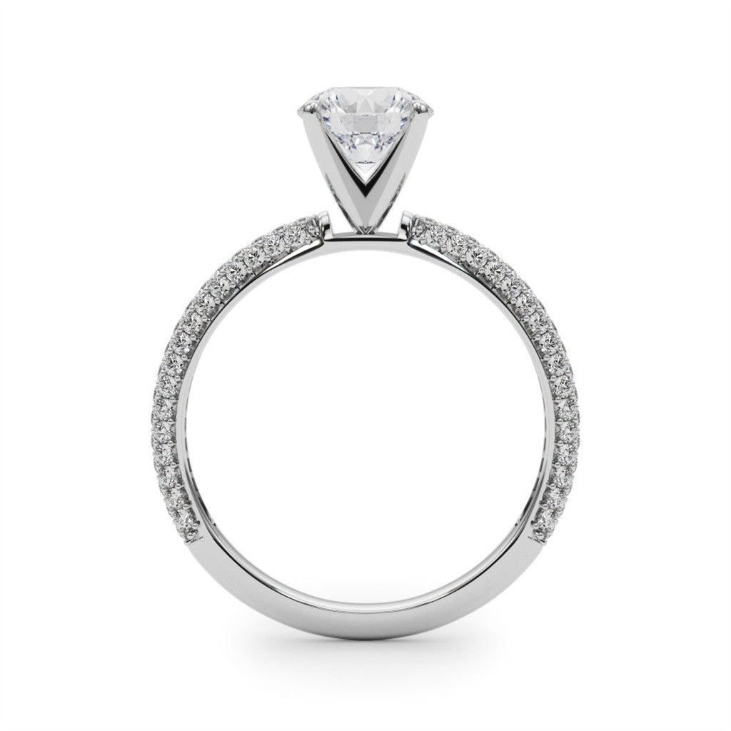 Contemporary Style Diamond Engagement Ring 14 Karat Gold White 
(Center Stone Not Included)