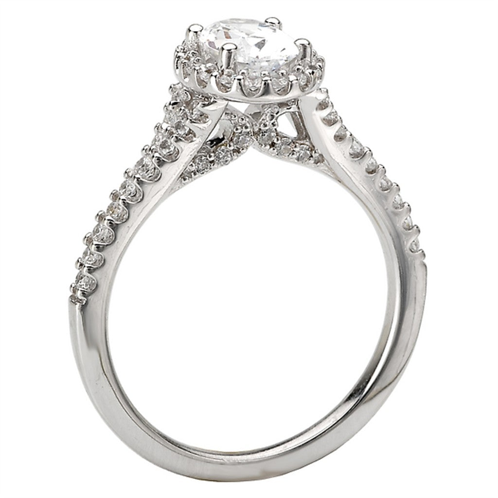 Halo Style Diamond Engagement Ring Sterling Silver White 
(Center Stone Not Included)