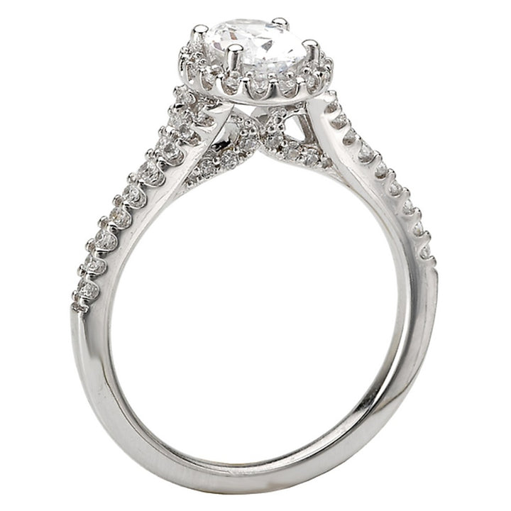 Halo Style Diamond Engagement Ring Sterling Silver White 
(Center Stone Not Included)