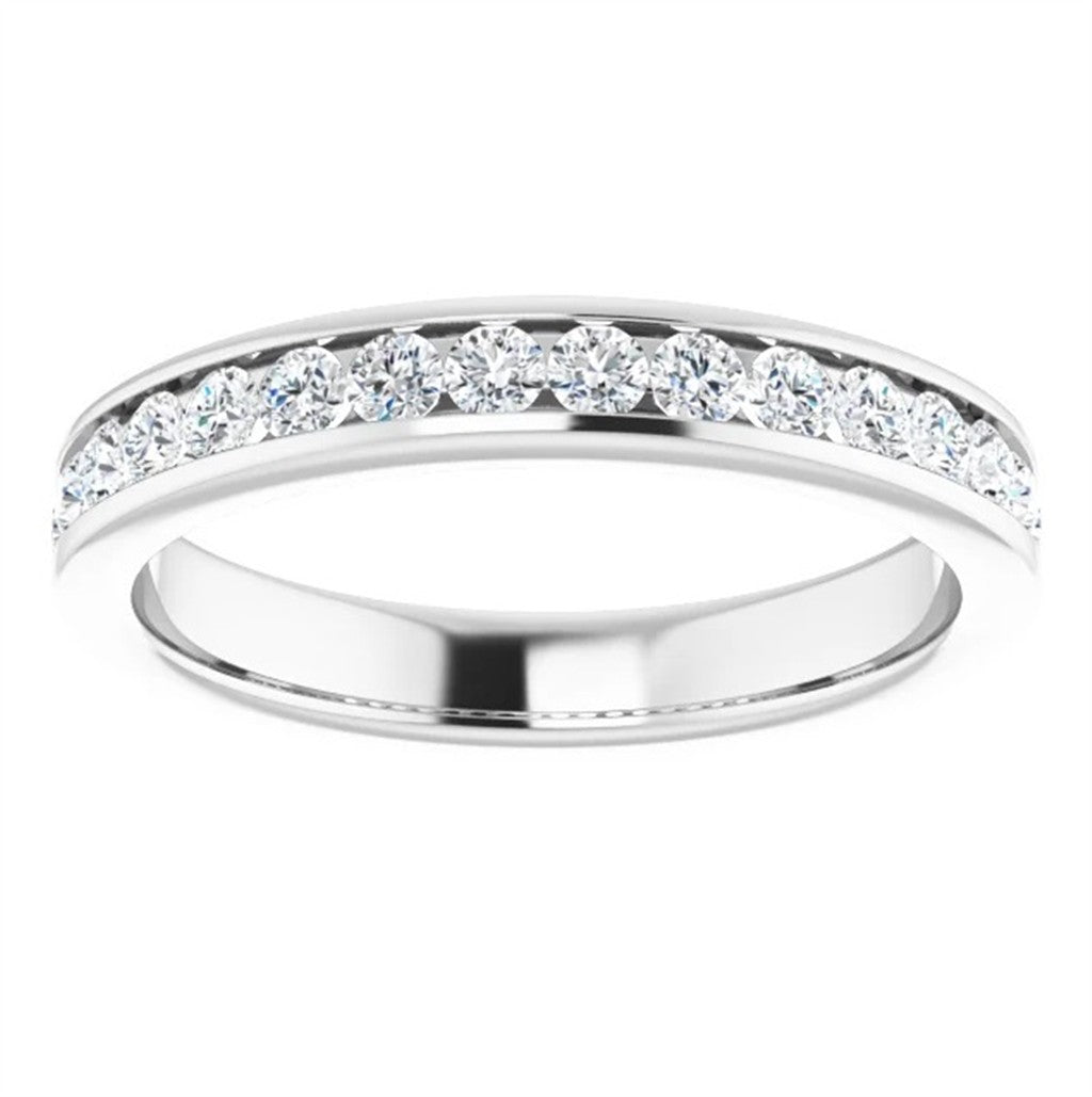 Channel Set Style Diamond Wedding Band 14 Karat Gold White with Diamonds size 7