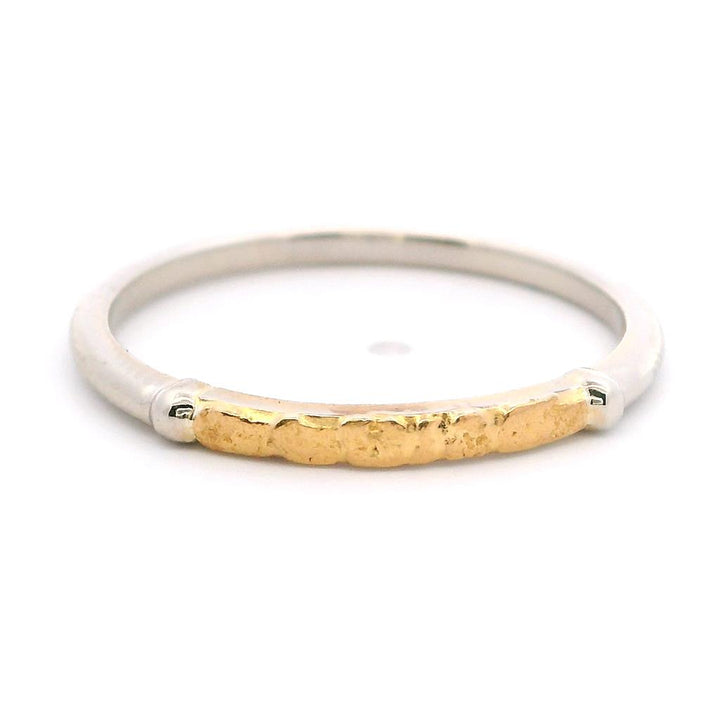 Contemporary Style Fashion Ring Womens 14 Karat Gold & Alaskan Gold Nugget Two Tone size 6.25