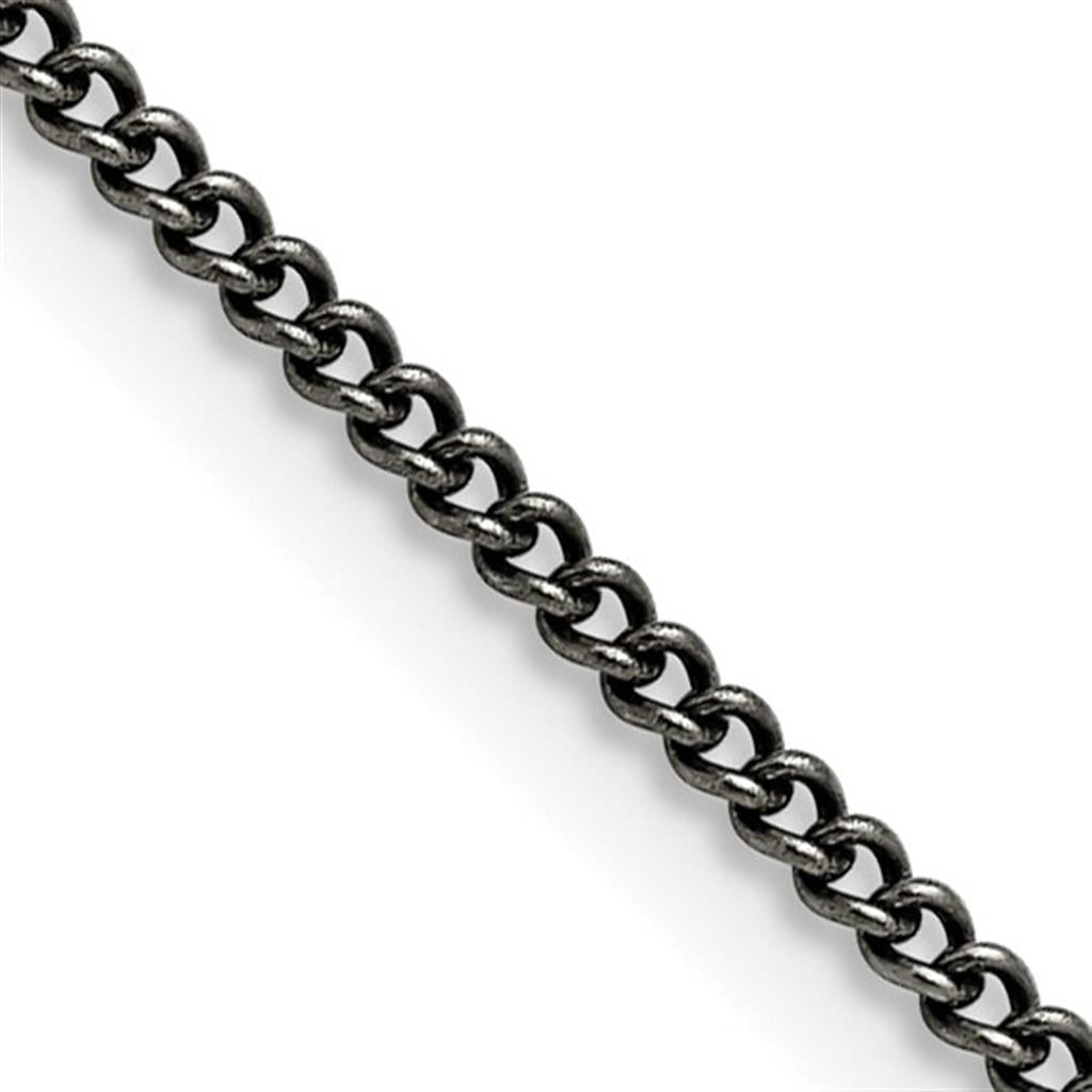 Black IP Stainless Steel 2 MM Curb Chain 18" Long