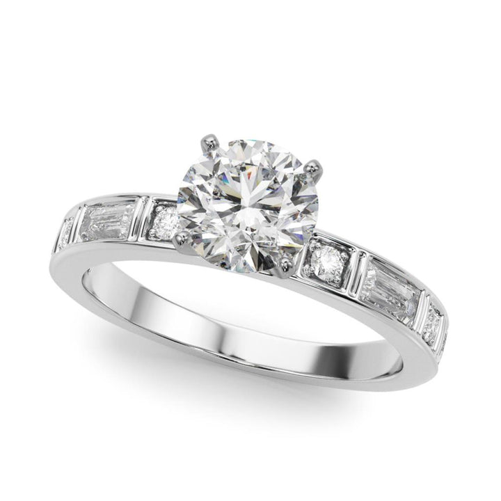 Contemporary Style Diamond Engagement Ring 14 Karat Gold White 
(Center Stone Not Included)