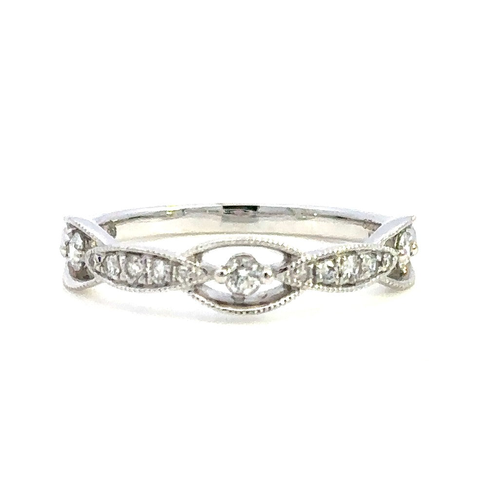 Promise Style Fashion Ring 14 Karat White with Diamonds size 7