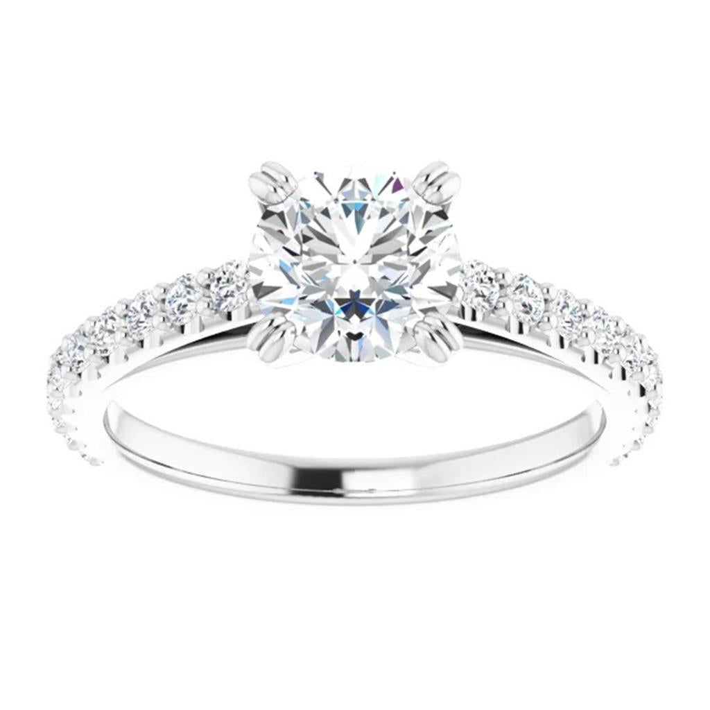 Solitare Accent Style Diamond Engagement Ring 14 Karat Gold White 
(Center Stone Not Included)