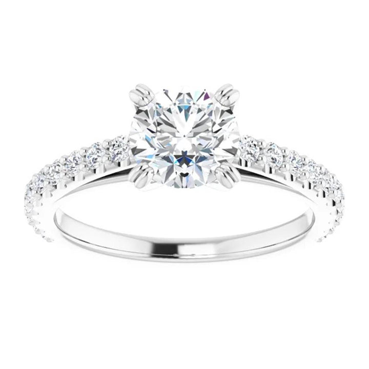 Solitare Accent Style Diamond Engagement Ring 14 Karat Gold White 
(Center Stone Not Included)