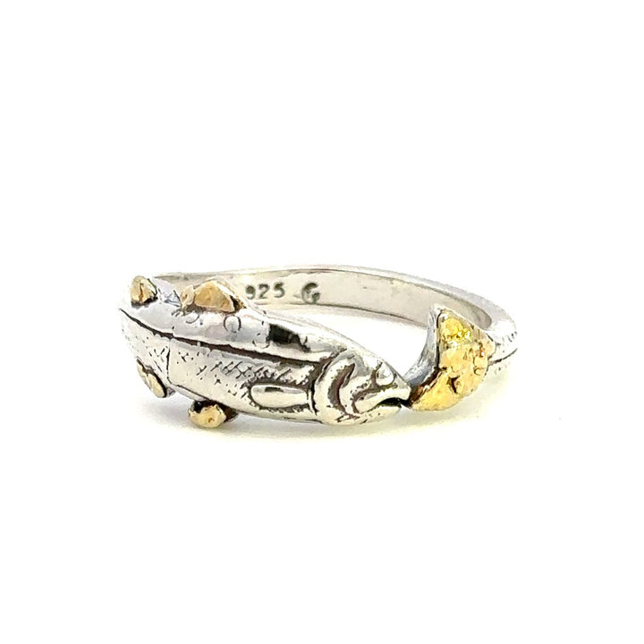 Sea Life Gold Nugget Ring Sterling Silver Size 8