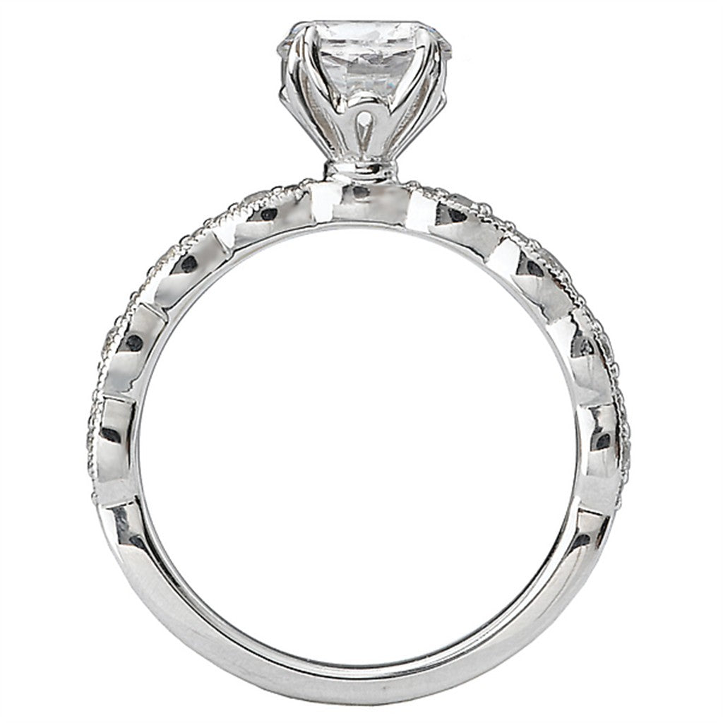 Solitare Accent Style Diamond Engagement Ring Sterling Silver White 
(Center Stone Not Included)