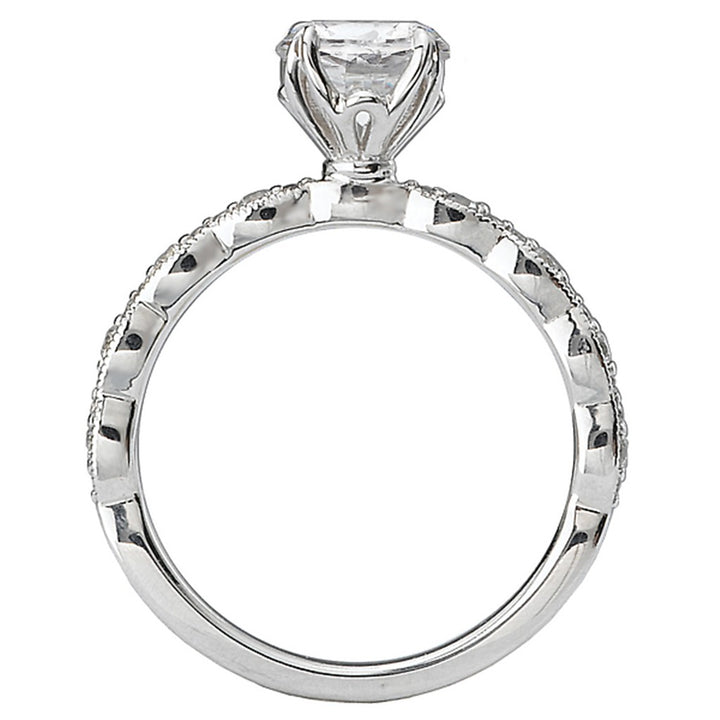 Solitare Accent Style Diamond Engagement Ring Sterling Silver White 
(Center Stone Not Included)