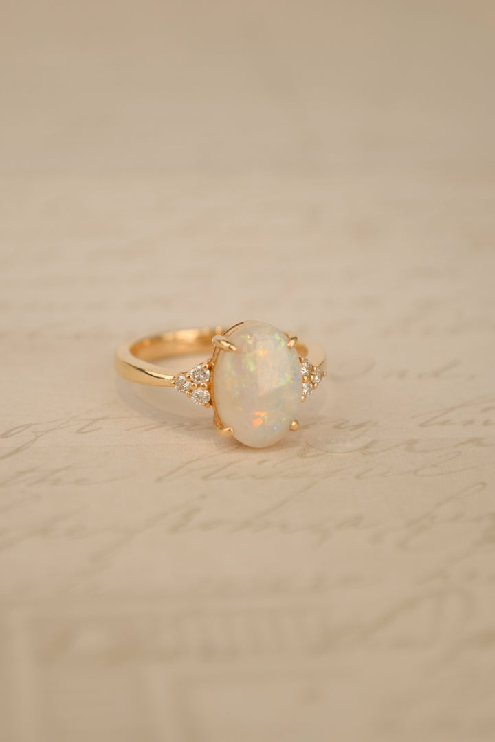 Opal and Diamond Accent Ring in 18KT Gold