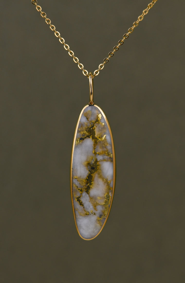 Bezel Set Solitare Pendants 18 Karat Gold Yellow with Cabochon Oval Golden Quartz