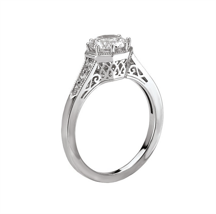 Solitare Accent Style Diamond Engagement Ring .925 White 
(Center Stone Not Included)