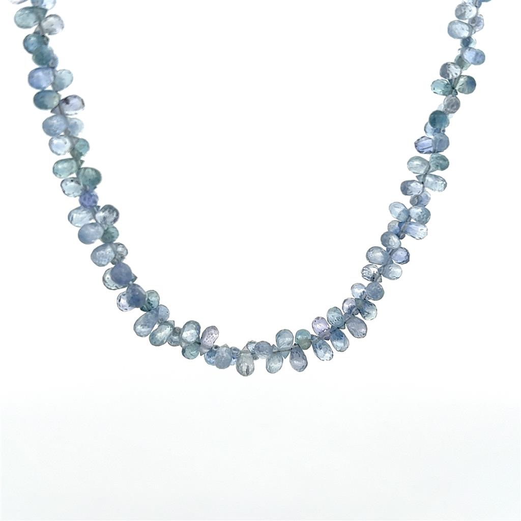 Bluish Purple Sapphire Multi Drop Necklace With a 14 KT Clasp 18" Long