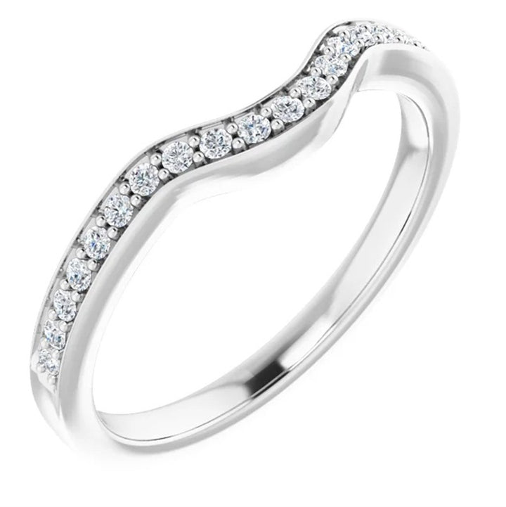 Fitted Style Diamond Wedding Band 14 Karat Gold White with Diamonds size 7