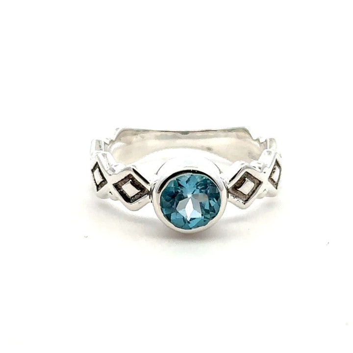 Antique Style Rings Silver with Stones Sterling Silver White with Topaz size 7