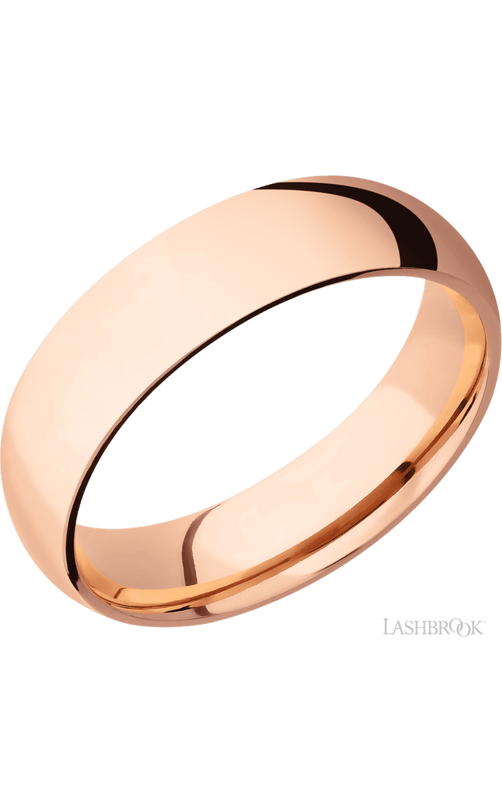 6 mm wide Domed 14K Rose Gold band.