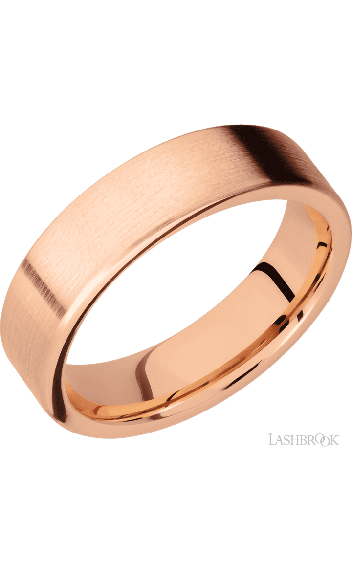 6 mm wide Flat 14K Rose Gold band.
