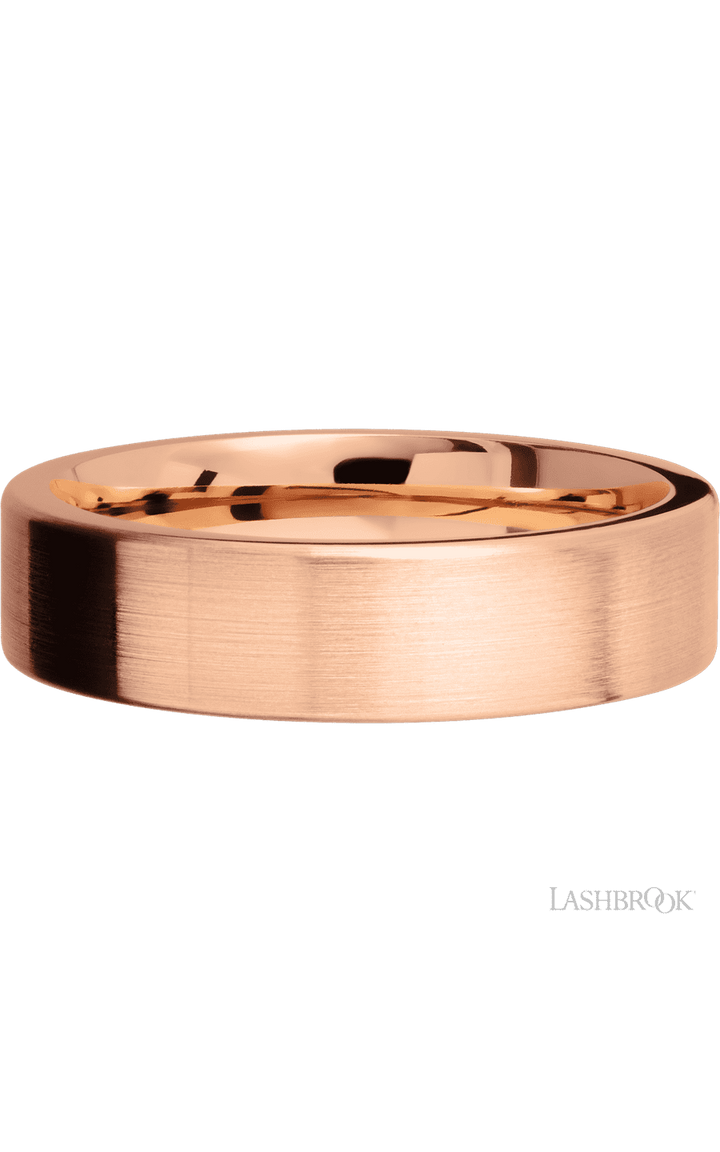 6 mm wide Flat 14K Rose Gold band.