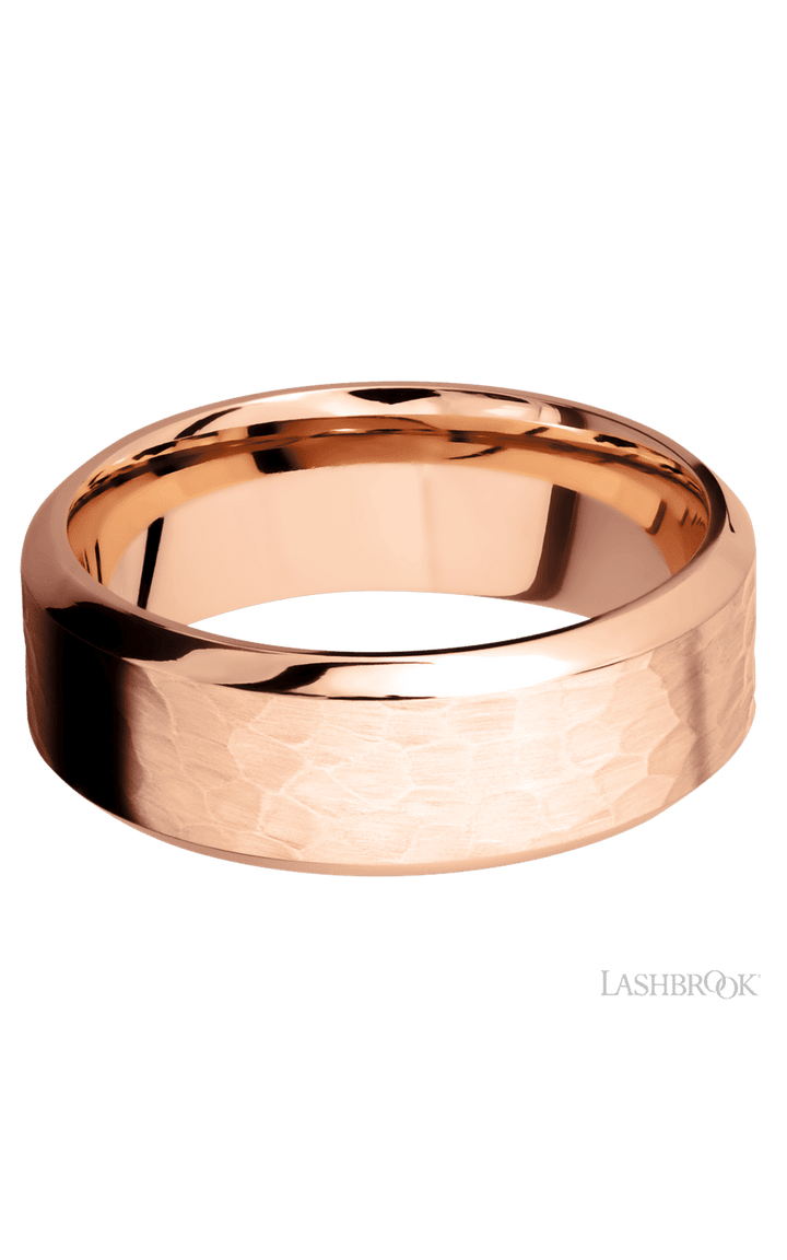 8 mm wide High Bevel 14K Rose Gold band.